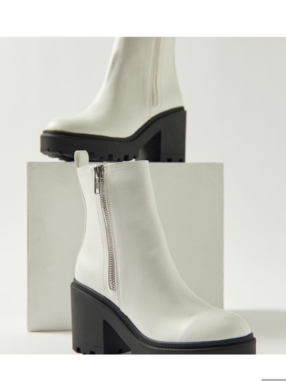 Urban Outfitters White Platform Zip Ankle Boots